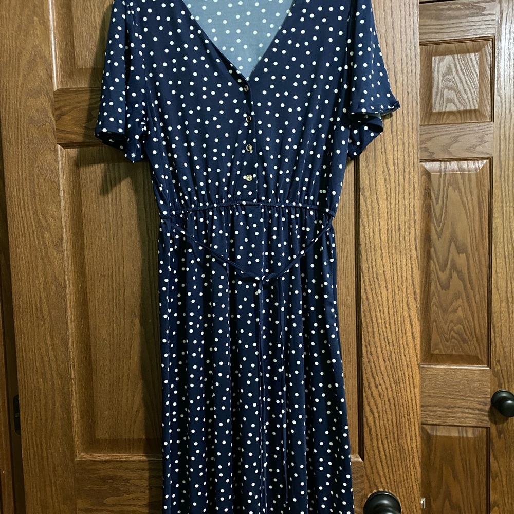 Navy Polka Dot Dress